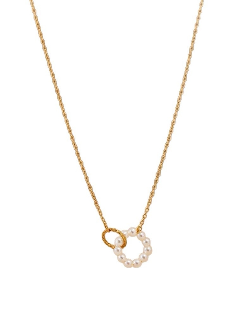Gold & White Pearl Circle Pendant Necklace - Women Jewelry